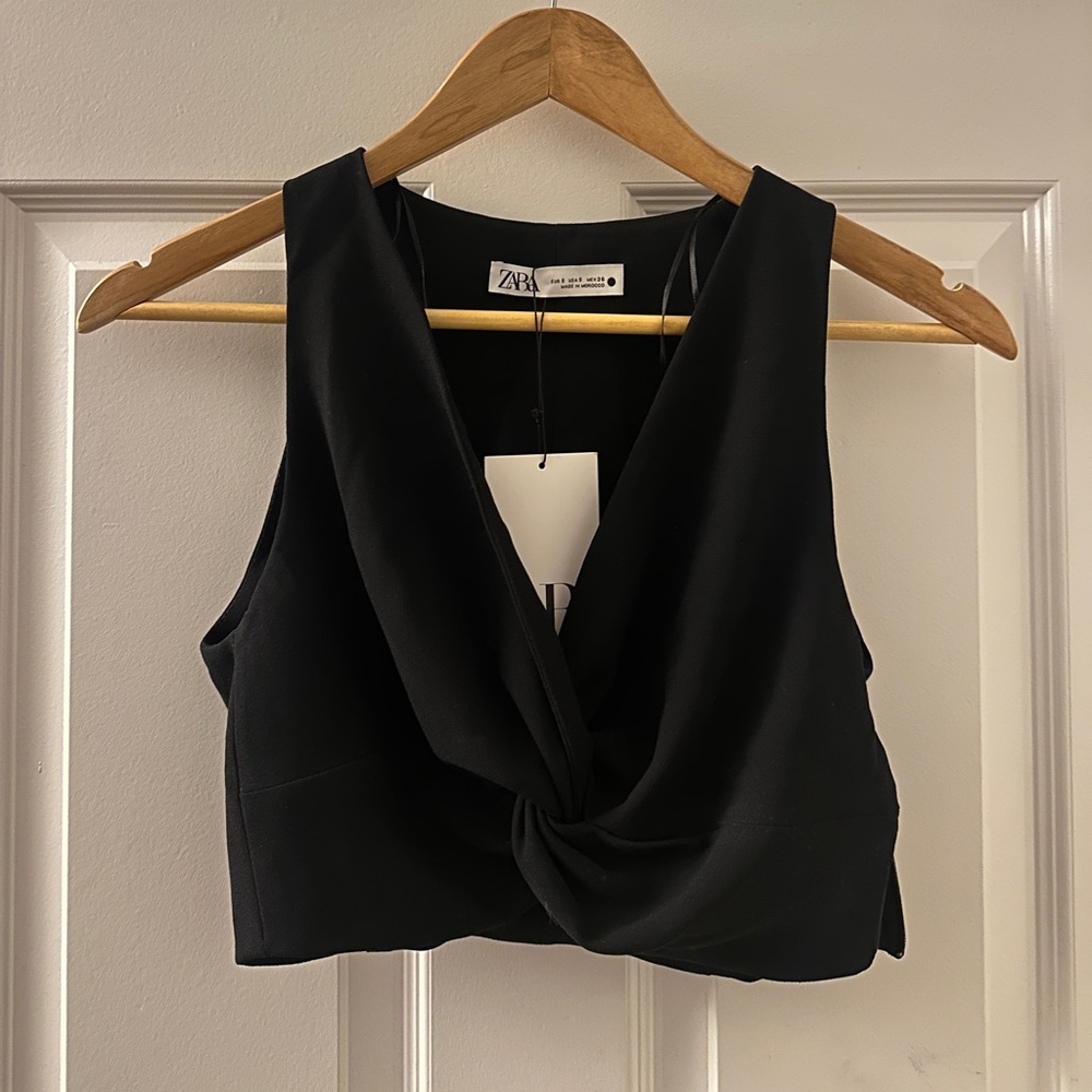 Zara Black Twisted Front Crop Top